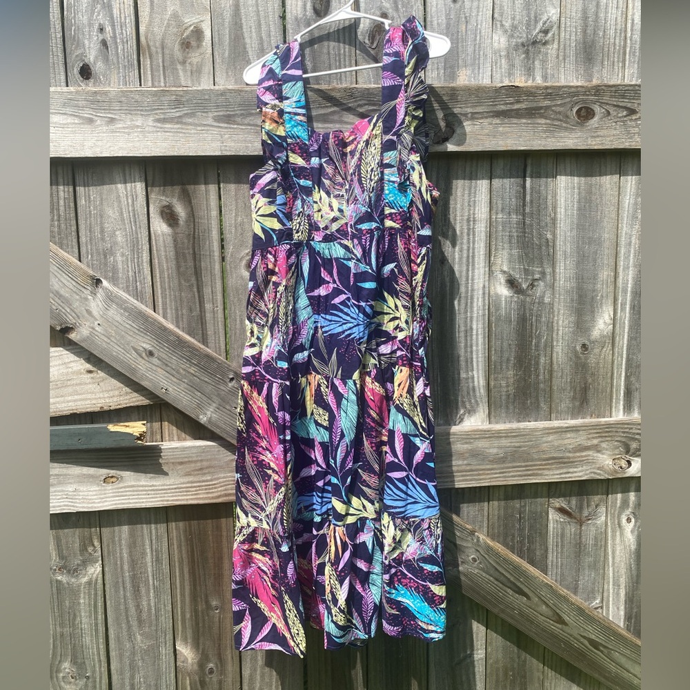Floral Leaf Print Sleeveless Maxi Dress - Purple Multi